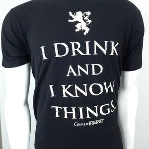 Game of Thrones I Drink And I Know Things Men's T-Shirt Tyrion Lannister L Black